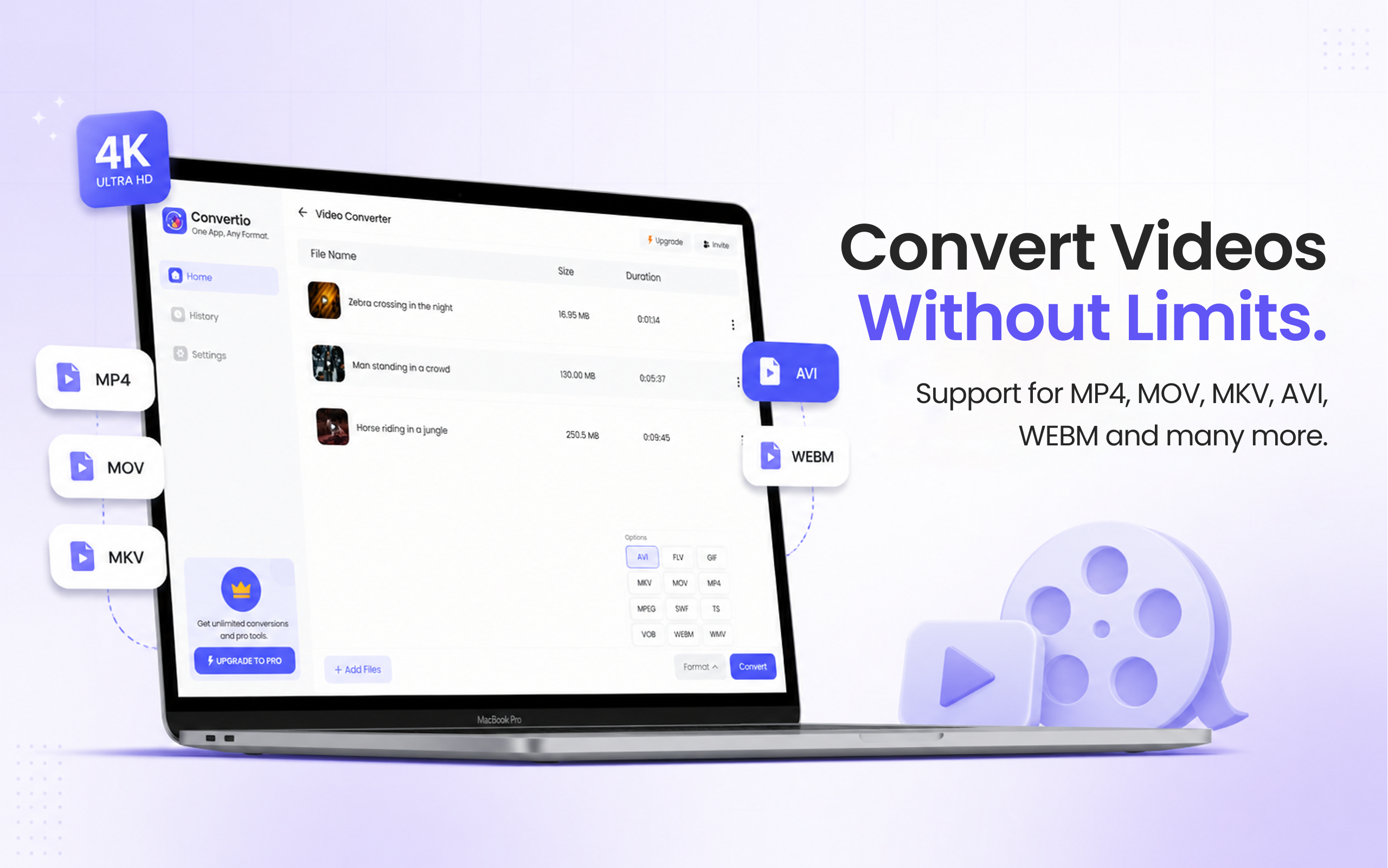 File Converter Video Converter on Mac — drag AVI in, pick MP4 output